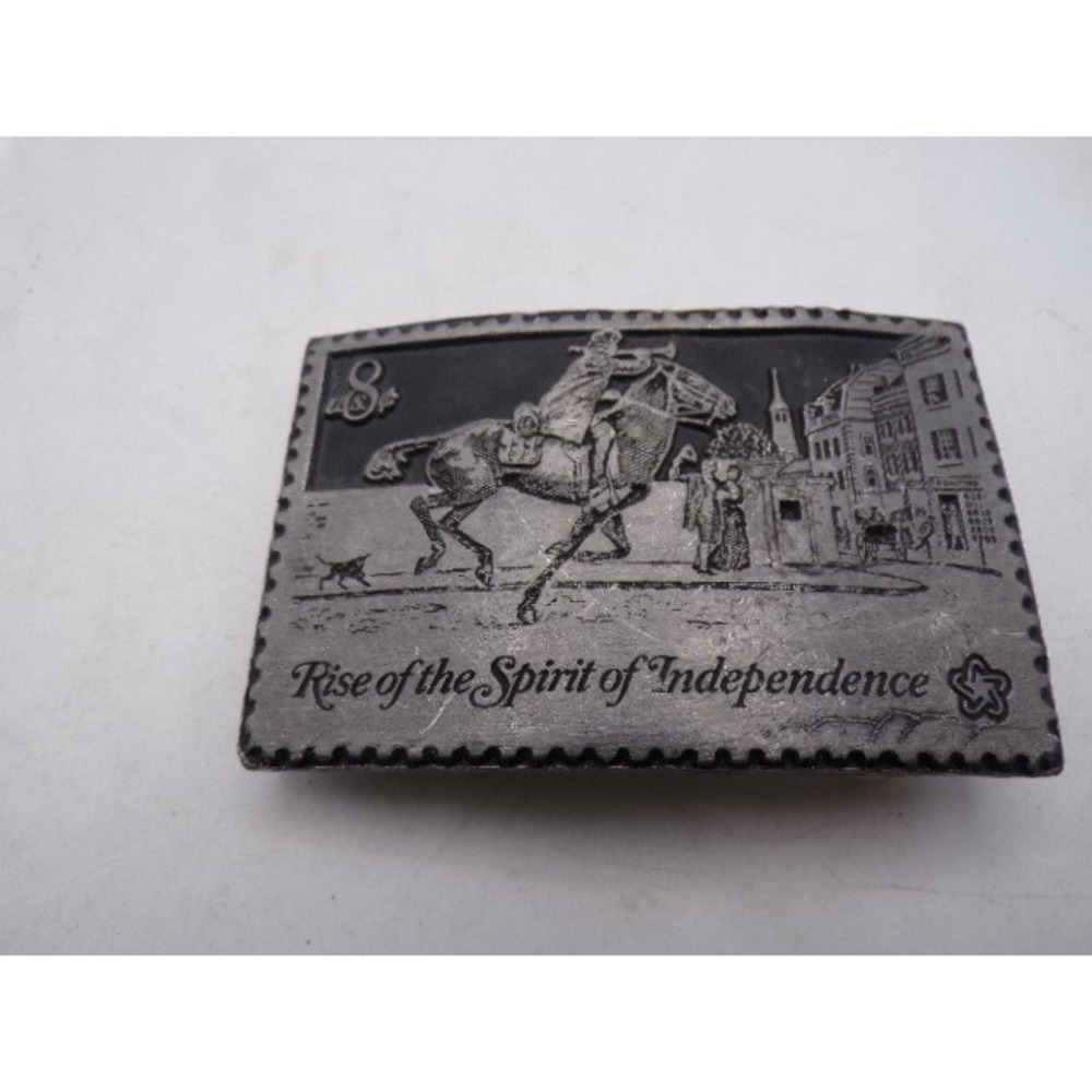 Vintage Rise of the Spirit of Independence 8 Cent Postage Stamp Belt Buckle